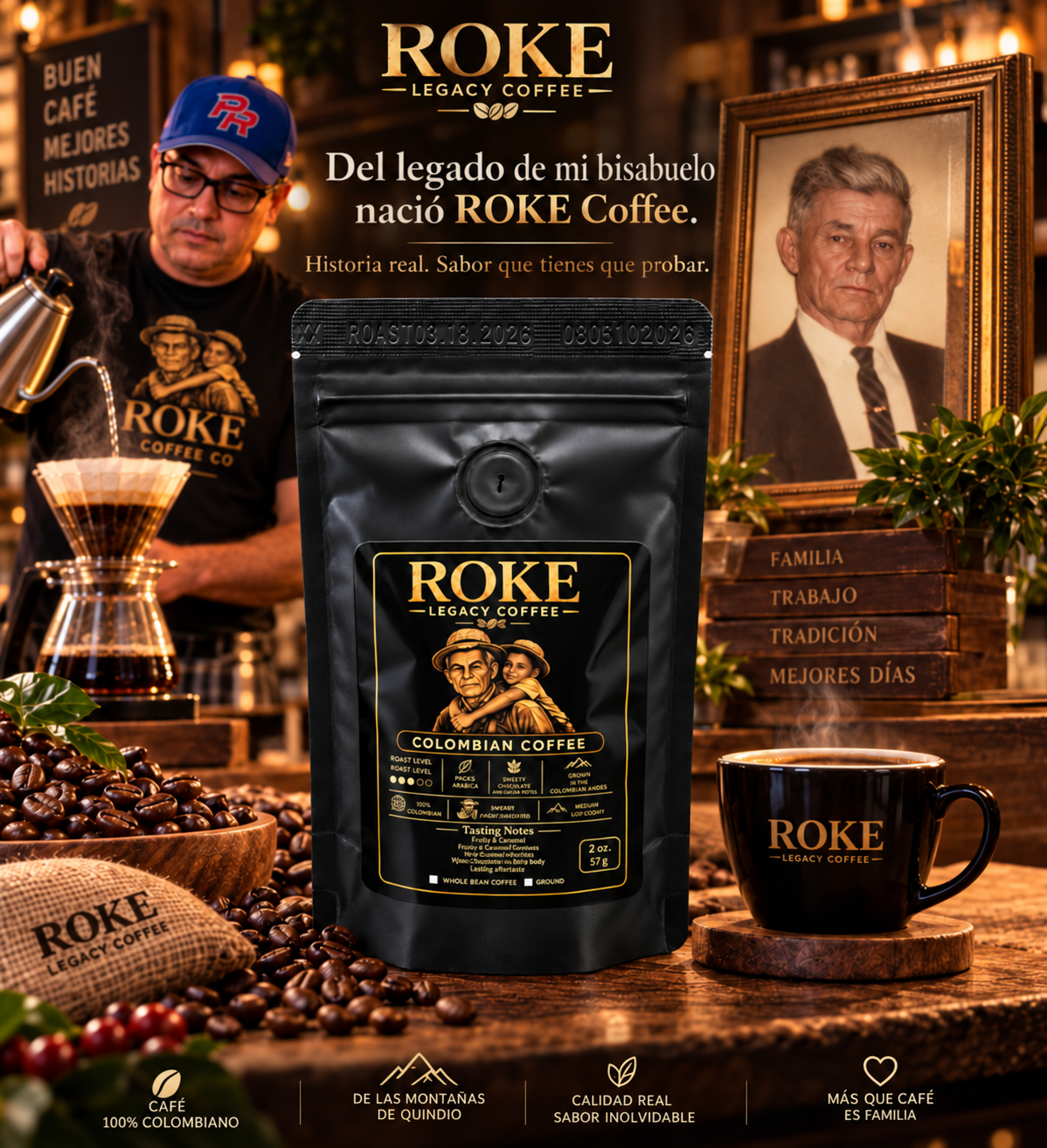 ROKE Legacy Coffee – Colombian Medium Roast, 2 oz Discovery Size
