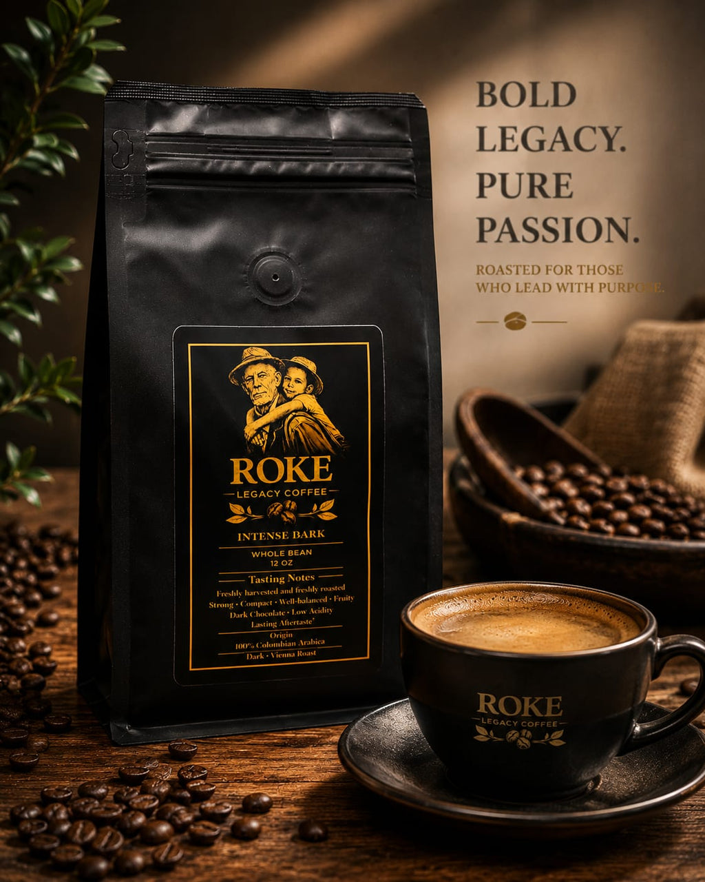 ROKE Intense Dark Colombian Dark Roast Coffee 12oz